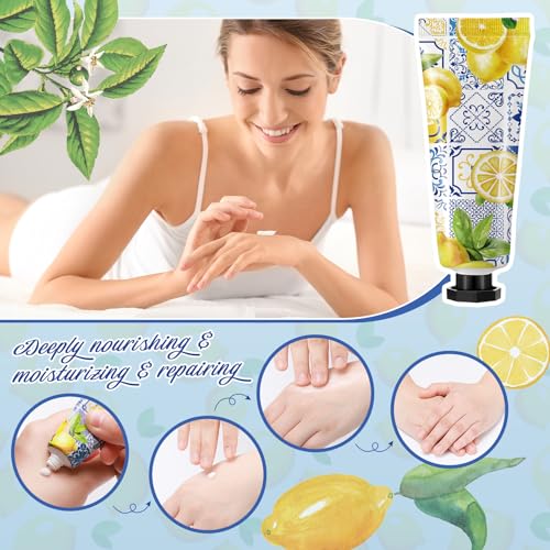 48 Sets Baby Shower Hand Cream Gift Party Favors for Guests Gift Bulk Mini Travel Size Hand Lotion Set for Guests(Lemon)