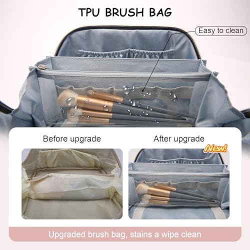BOYATU Pink 3-Piece Travel Makeup Bag Set Large Capacity Organizer