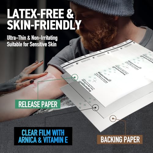 Waterproof Tattoo Aftercare Bandage 10x4 Yards - Skin Healing Wrap with Arnica & Vitamin E