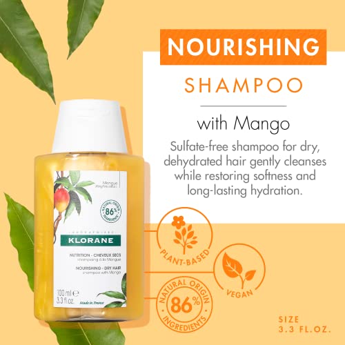 Klorane Nourishing Mango Butter Shampoo Set 3.3 Fl Oz x2 | Dry Hair Repair