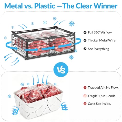 4 Pack Expandable Freezer Basket Organizer - Stackable Wire Storage Bins for Chest Freezers