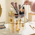 Pearl White 2-Tier Rotating Makeup Organizer - Vanity & Cosmetic Storage