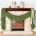 2 Pack 9FT Artificial Christmas Cedar Garlands for Fireplace Decoration - Lifelike Faux Greenery