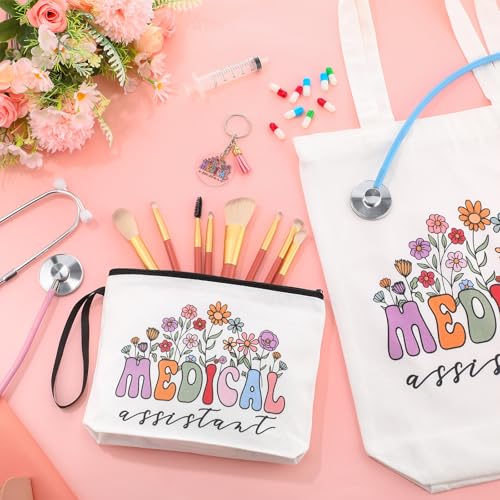 Medical Appreciation Gift Set for Women - Tote Bag, Cosmetic Bag & Keychain - 6 Pcs