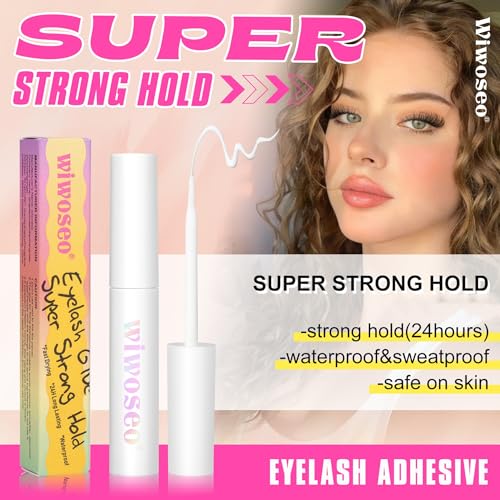 Wispy Lashes Natural Look False Eyelashes with Lash Glue Cat Eye Lashes Kit Lashes Extension with Eyelash Glue Short Lashes Pack, 7 Pairs with Clear Lash Glue by wiwoseo