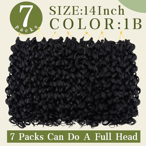14 Inch Curly Crochet Hair 7 Pack for Black Women - Bouncy Synthetic Style
