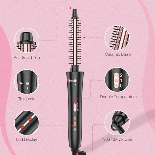 3 in 1 Curling Iron Set with Rose Gold Wand - Includes 0.5-1 Inch Barrel & Crimper