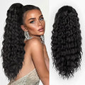 24 Inch Curl & Wavy Ponytail Extension for Black Women - Natural Black, Curly, Clip-In, Drawstring Style, Variation: Black Brown