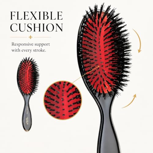 ISINIS Black Root Boar Hair Brush 7 Inches for Styling & Grooming