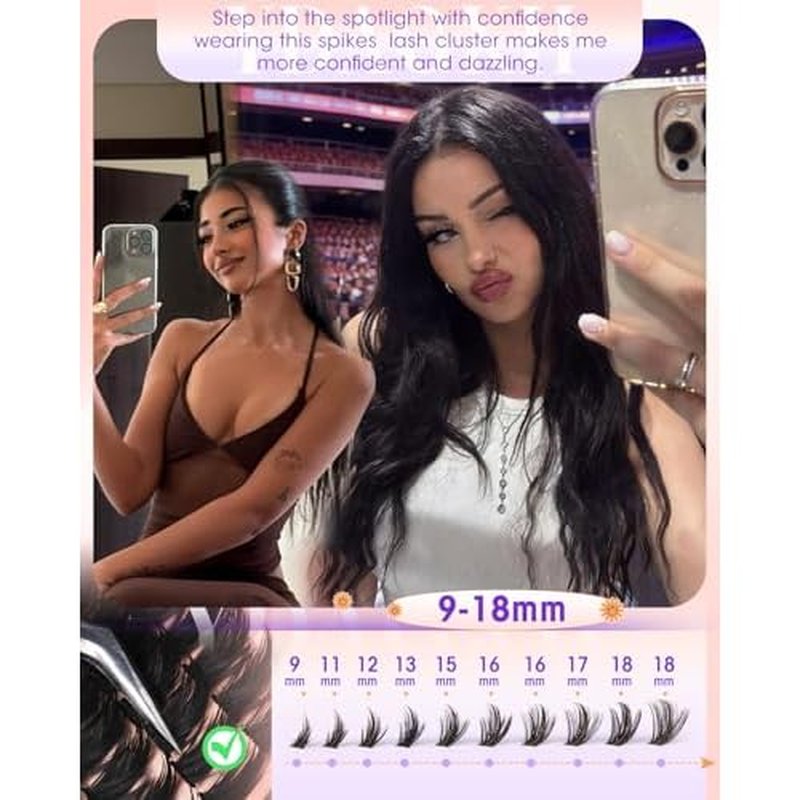 80D Lash Clusters with Spikes Unique Spiky Cat Eye Lashes Fairy Anime Eyelash Clusters Wispy Manga Cluster Eyelash Extensions 9-18mm 120Pcs Natural Volume Individual Lashes Ultra-Thin Band