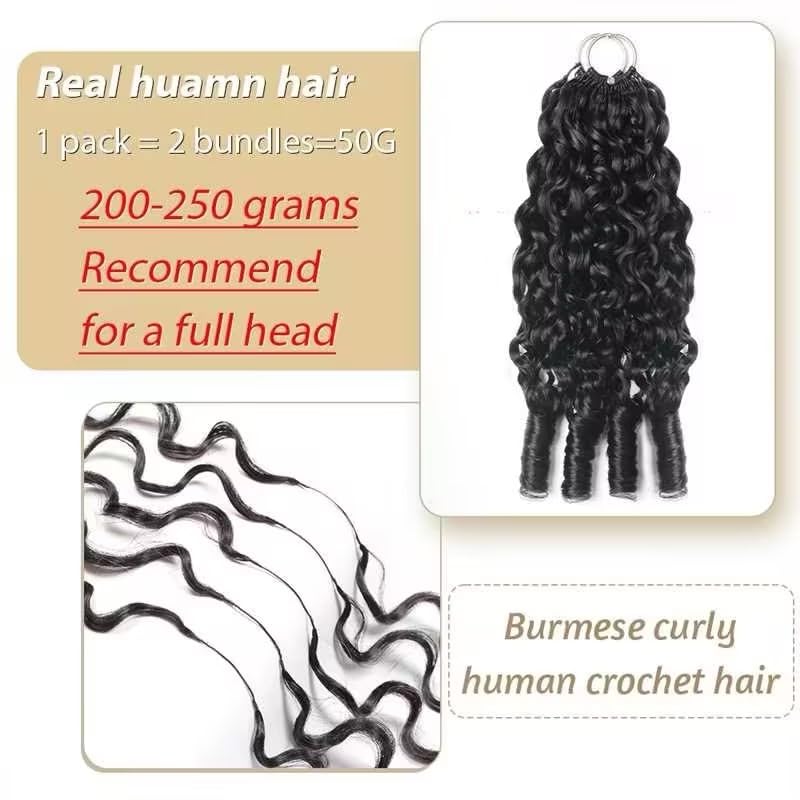 Feather Crochet Human Hair for Black Women 24 Inch 50g - MORGENSTAR Variation 1B-50G