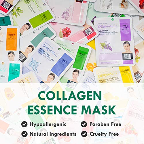 DERMAL 24 Combo Pack Collagen Essence Full Face Facial Mask Sheet 16 Combo Pack A