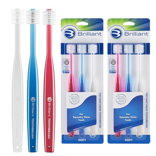 Adult Soft Toothbrush 6 Pack with Round Head & All-Around Clean - Assorted Colors