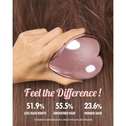 ReFa HEART BRUSH ROSE GOLD | Heart Shaped Detangling Brush for Women | Small Hair Brush for Thick Hair | Hair Detangler Brush Travel