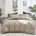 Queen Cream Coffee Comforter Set Khaki Bedding 3 Piece Modern Soft Breathable