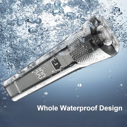Electric Shaver Razor for Men Face Clean Shave - Rechargeable USB-C, Cordless, Dry/Wet Rotary Shaver with LED Display and Replacement Blade