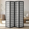 VEVOR 4 Panel Black Wooden Room Divider, Japanese Style Folding Privacy Screen for Home Office Bedroom