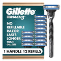 Gillette Mach3 Men's Razor Refill Pack - 12 Blades for Close Shave - Variation of 12 Count