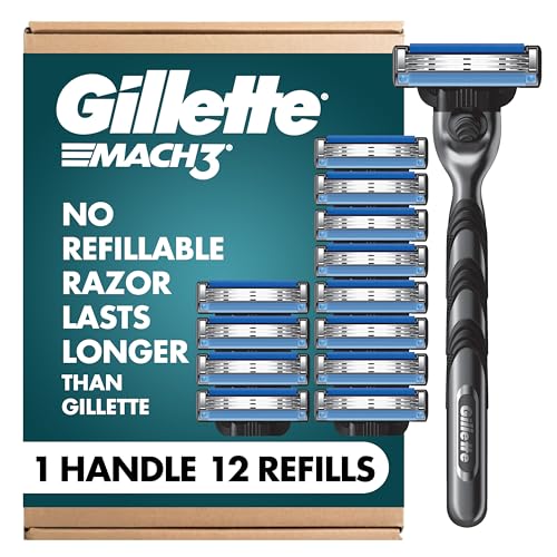 Gillette Mach3 Men's Razor Refill Pack - 12 Blades for Close Shave - Variation of 12 Count