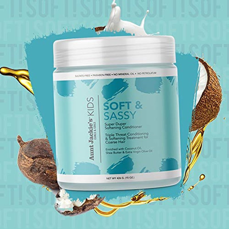 Aunt Jackie's Kids Soft and Sassy Super Duper Hair Softening Conditioner, Helps Strengthen Hair for Healthier Growth, 15 oz