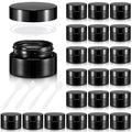 Honeydak 24 Pack Small Black Glass Cosmetic Jars with Lids - 0.7 oz Travel Containers