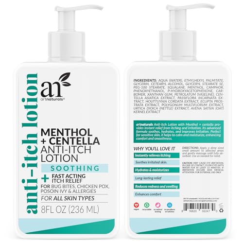 Artnaturals Anti-Itch Lotion with Menthol & Centella ? Soothing Relief for Bug Bites & Minor Skin Irritations ? Fast-Absorbing, Non-Greasy Hydrating Lotion ? 8 fl oz (2-Pack)