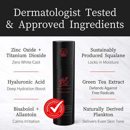 Hell on Earth 2-in-1 Mineral Sunscreen & Face Moisturizer SPF 43, Hydrating & Reef-Safe