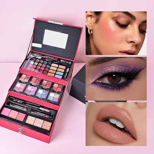 45-Piece All-in-One Makeup Kit with Storage Case (black) - Concealer, Eyeshadow, Lipgloss, Brushes & More for Complete Beauty Routine