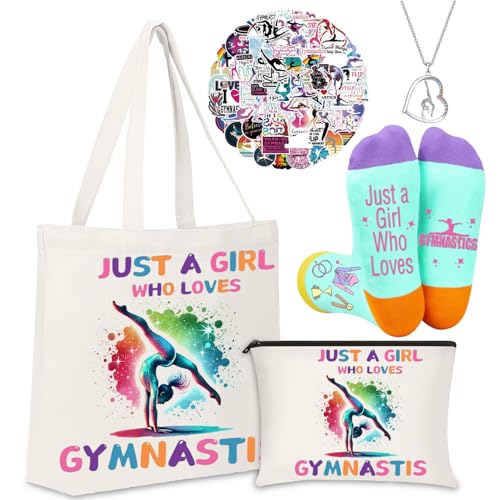 Gymnastics Gift Set for Gymnastics Lovers - Includes Socks, Stickers, Keychain & Makeup Bag - Variation of THIS listing: Gymnastics Set D