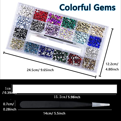Tatiwoo S2 3800 Pcs Colorful Rhinestones for Nails Multi-Shaped & Sized Nail Art Crystals