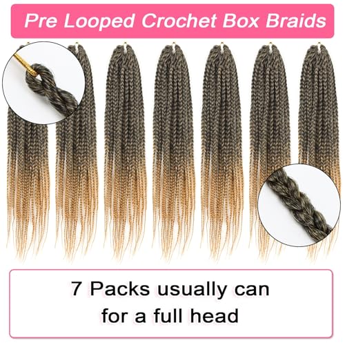 QANSFA Goddess Box Braids Crochet Hair 16 Inch Honey Blonde 7 Packs for Black Women