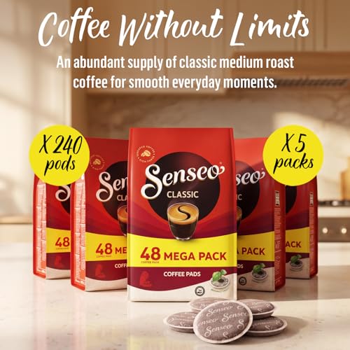 Senseo Classic Medium Roast Coffee Pods 48 Count Pack of 5 - 240 Total