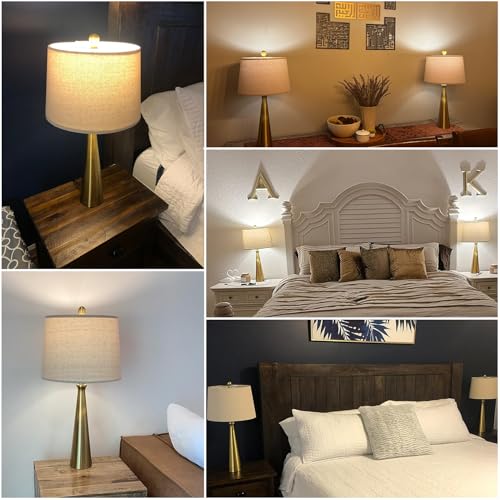 25.75-Inch 3-Way Dimmable Touch Control USB Table Lamp Set of 2 - Gold