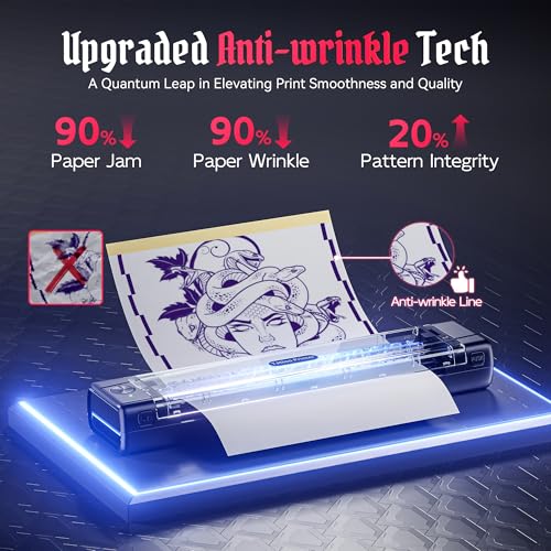 Black Portable Bluetooth Tattoo Stencil Printer 2026 New Version with App