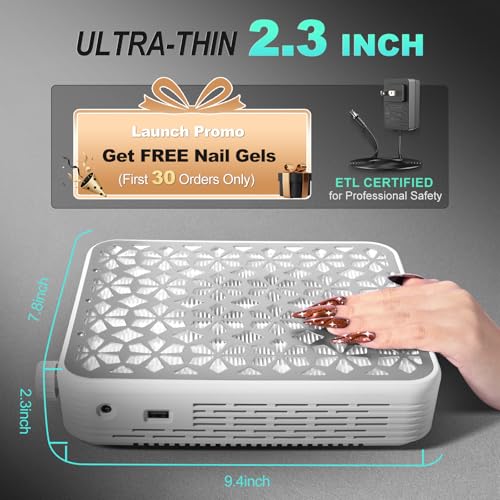 White Nail Dust Collector with HEPA Filter 4500RPM Professional Nail Tech Equipment