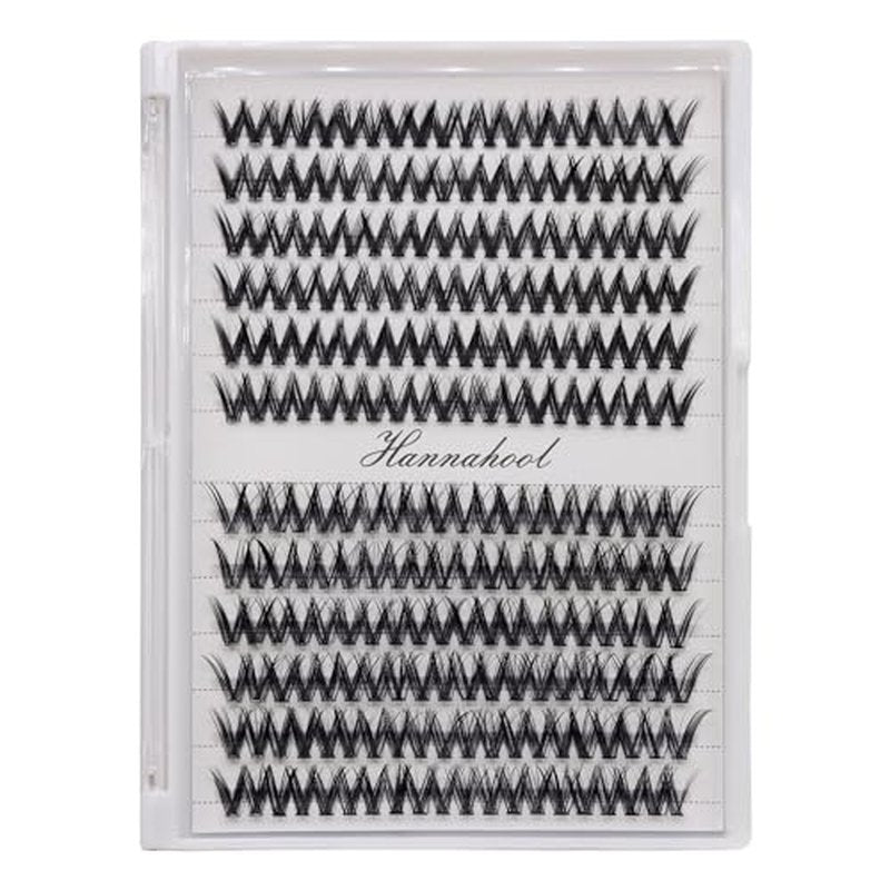 12rows-Large Tray Mixed 8-10-12-14-16mm/Mixed 14-15-16mm/Mixed14mm-16mm/Mixed 18-20mm Wide Stem Individual False Eyelashes Dramatic Black Cluster Eyelashes (MY009-10-12MM)