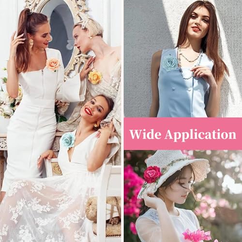 30 Pack Artificial Rose Hair Clips for Women, Large Flower Claw Clips for Thick Hair
