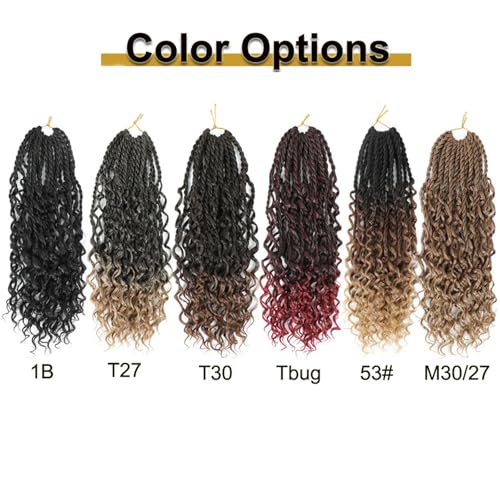 18 Inch Goddess Twist Crochet Hair with Curly Ends - 6 Packs, Black/Brown Light Brown