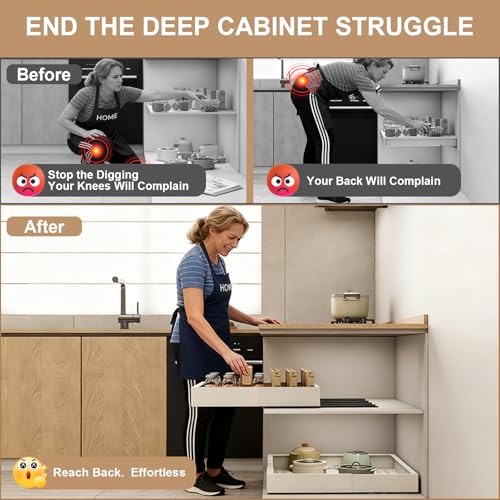 Expandable Pull Out Cabinet Organizer 23-31 W x 17-24 D White Adhesive Shelf