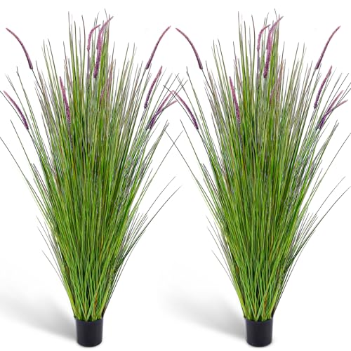 2 Pack 5ft Tall Artificial Lavender Plants with Pots for Indoor & Outdoor Decor
