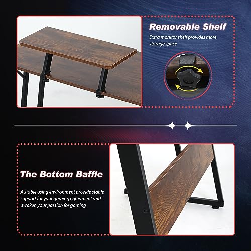 L-Shaped Corner Desk Brown Z-Shaped Design Computer Desk