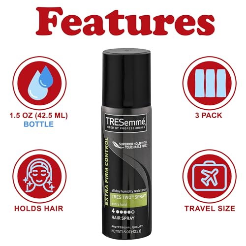 TRESemmé Travel Size Extra Hold Hair Spray 3-Pack – All Day Humidity Resistance