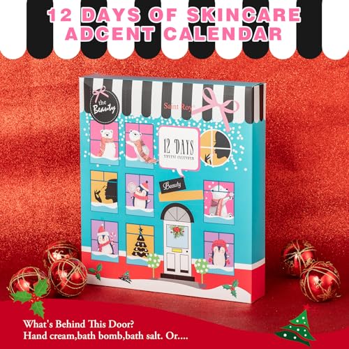 Saint Roy Strawberry Scents Christmas Gift Box 16pcs - Luxury Advent Calendar for Women & Men, Holiday Self-Care Gifts