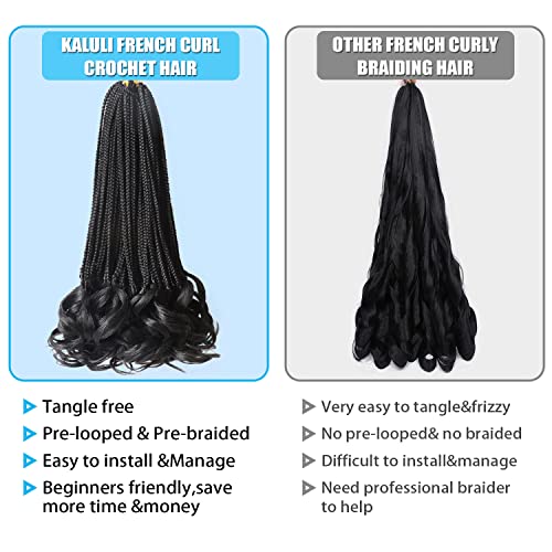 French Curl Crochet Braids for Black Women 18 Inch 7 Packs - Pre Looped Curly Hair with Ends, Variation #1B