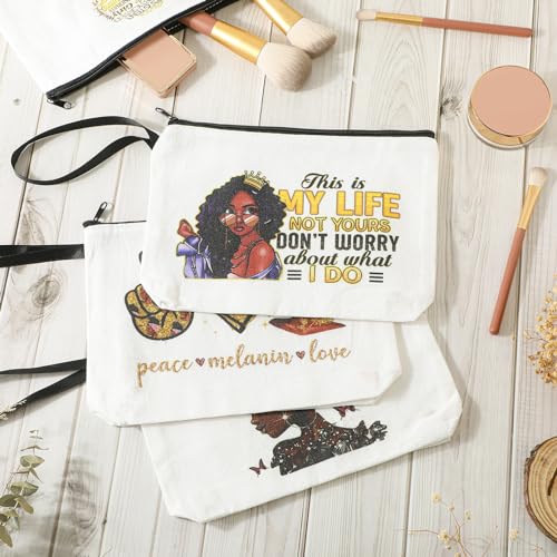 Roowest 8 Pcs African American Tote Bags Makeup Bag for Black Women Bulk Inspirational Gifts Medical Assistant Christmas(Classic Style)