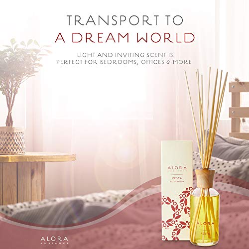 Holiday Reed Diffuser with Cinnamon & Orange Scent - 8 oz Long-Lasting Home Fragrance