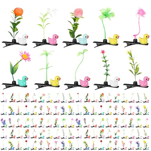 200 Pcs Rave Hair Clips Set - Colorful Plant & Duck Hair Accessories with Variation of 200 / Mixed