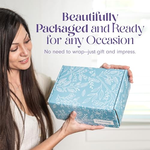 Lavender Spa Gift Set with Candle, Bath Bomb & Soap - Relaxation Gift Basket for Women