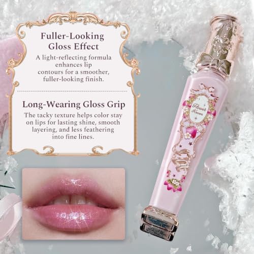 Flower Knows G01 Strawberry Macaron Glowy Lip Gloss, Light Baby Pink 0.12 Fl Oz