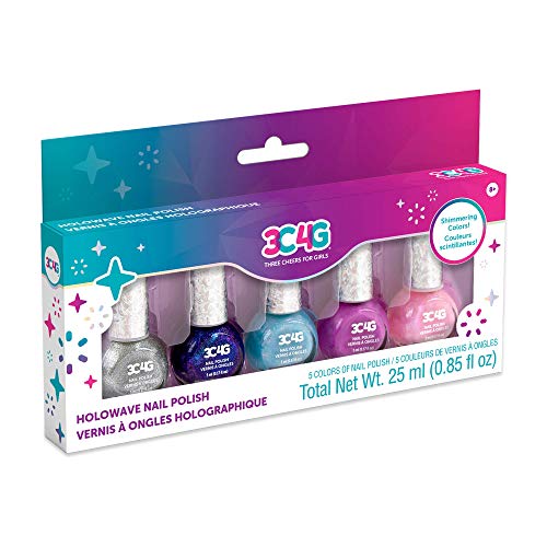 Make It Real Three Cheers for Girls - Holowave Nail Polish - Nail Polish Set for Girls & Teens - Includes 5 Colors - Non-Toxic Nail Polish Kit for Kids Ages 8+